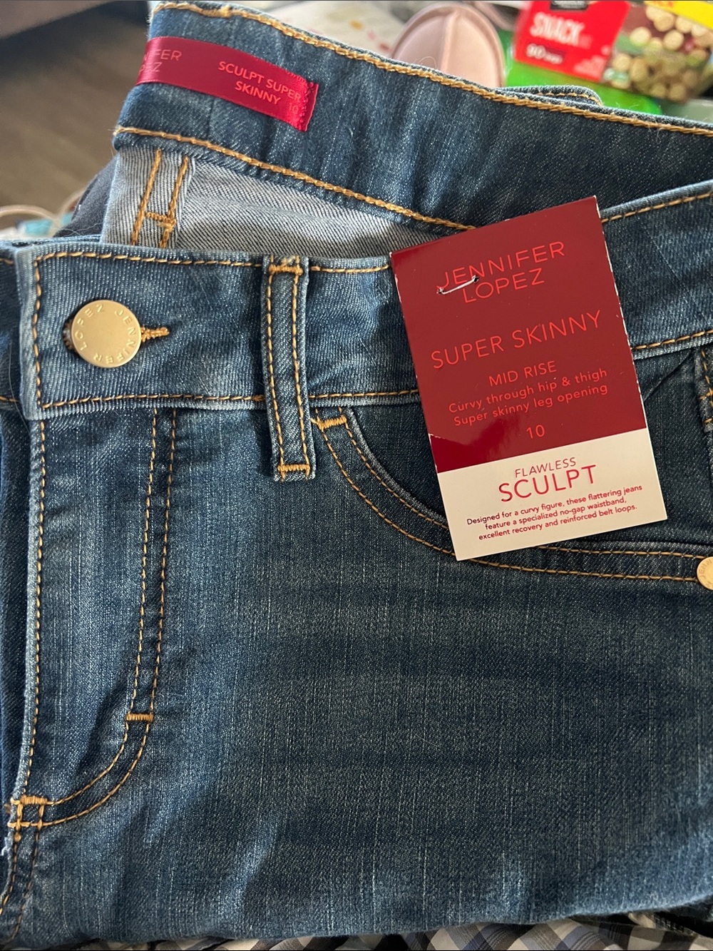 Jennifer Lopez Blue Denim Super Skinny Mid Rise Jeans